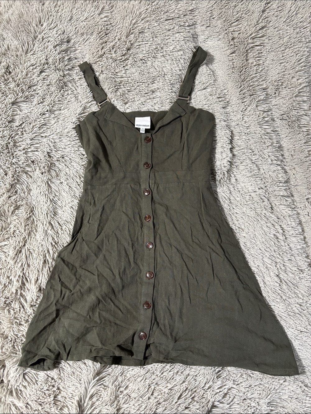 a new day Olive Green Button-Front Mini Dress
